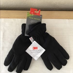 Tek Gear Heattek black micro fleece touchscreen gloves NWT size Large/ X Large